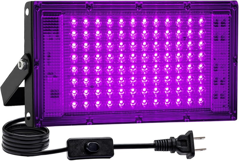 Akpgf Store 1 Pack 100W Black Light, LED Blacklight with US Plug and Switch, Black Lights for Glow None Party, Halloween,Body Painting,Fluorescent Painting and Tapestry - Image 1